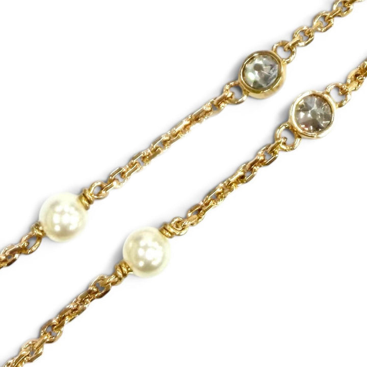 plaqué Cristal et Perles fantaisie Clair D Lune Bracelet Doré