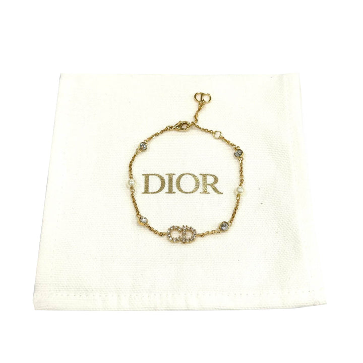 plaqué Cristal et Perles fantaisie Clair D Lune Bracelet Doré