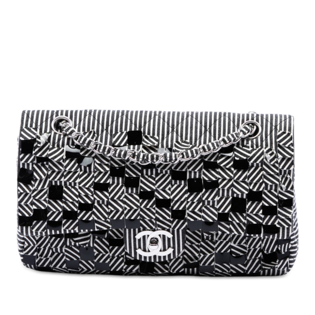 Classic Sequins Stripes Double rabat Moyen Noir