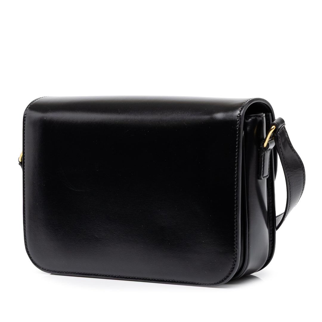 Classique brillant Triomphe Sac Cuir de veau Noir
