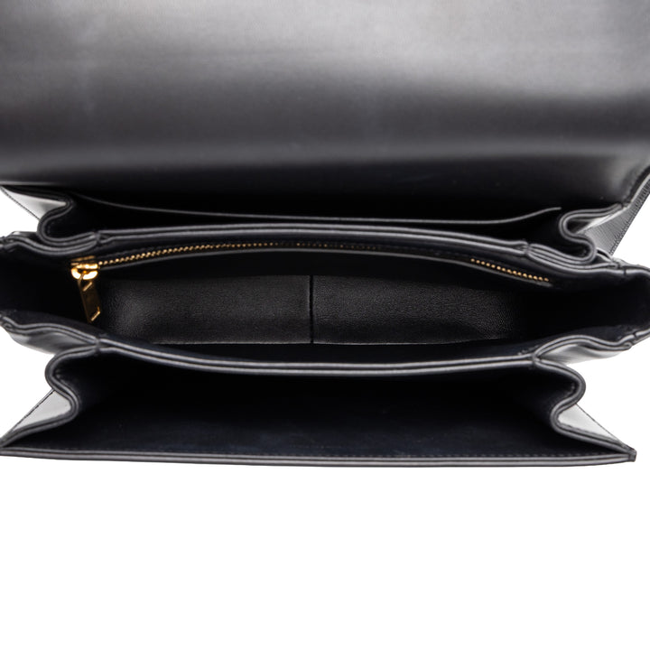Classique brillant Triomphe Sac Cuir de veau Noir