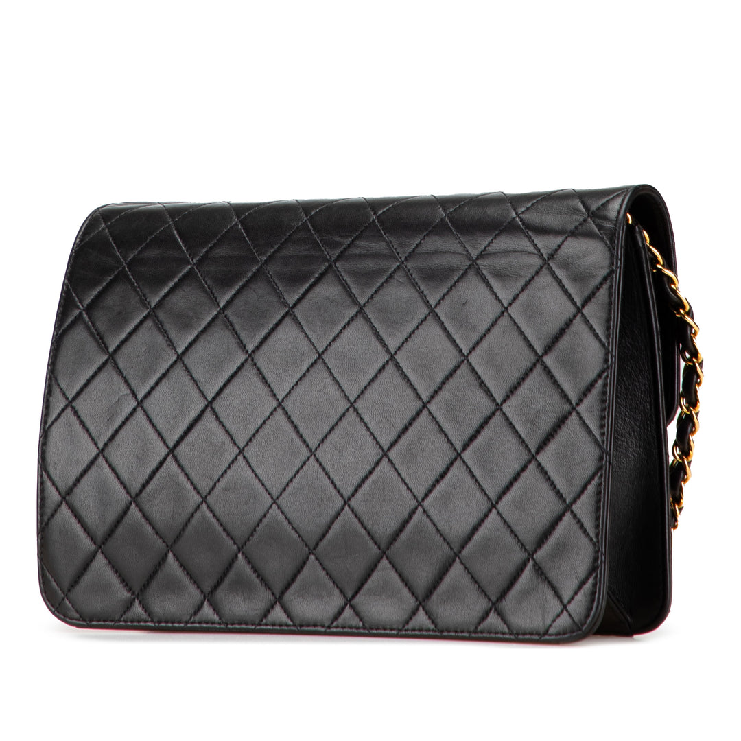 Chanel Medium CC Quilted Cuir d’agneau Simple rabat Noir
