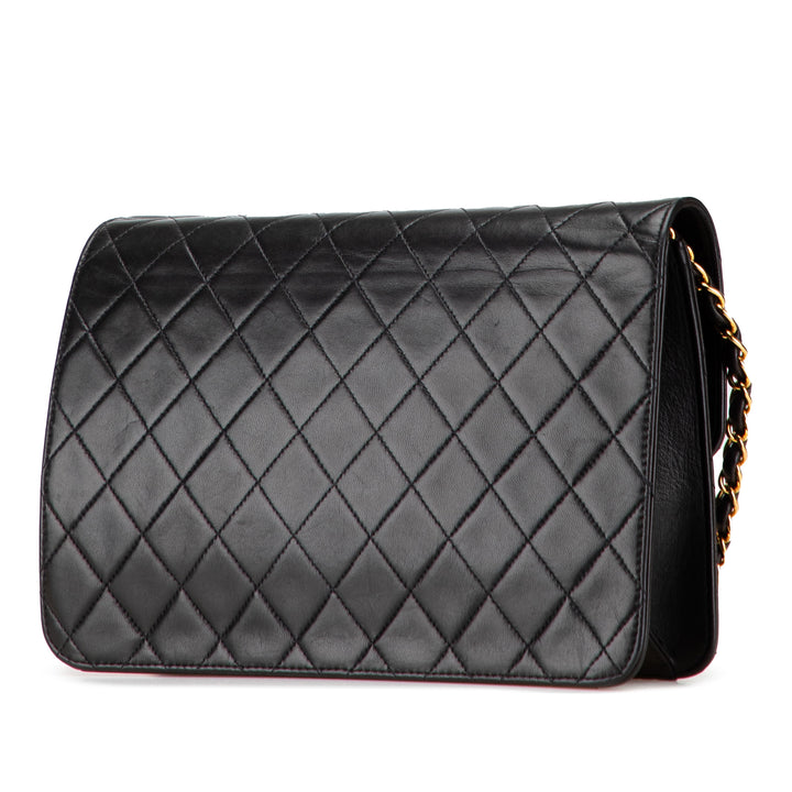Chanel Medium CC Quilted Cuir d’agneau Simple rabat Noir