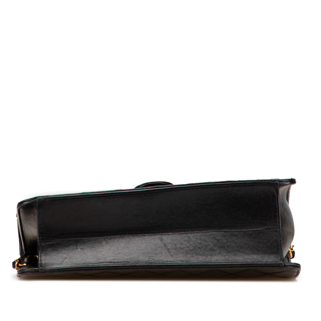 Chanel Medium CC Quilted Cuir d’agneau Simple rabat Noir