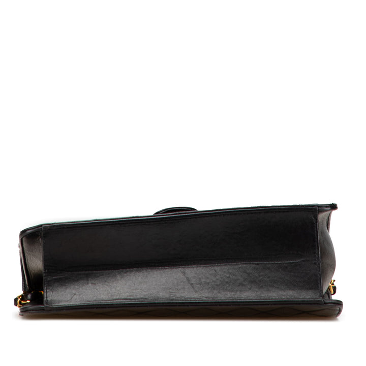 Chanel Medium CC Quilted Cuir d’agneau Simple rabat Noir
