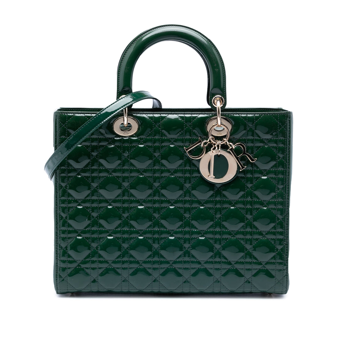 Dior Large Cuir verni Cannage Lady Dior