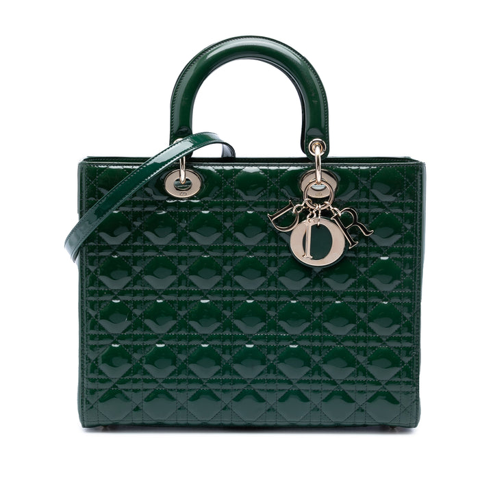 Dior Large Cuir verni Cannage Lady Dior