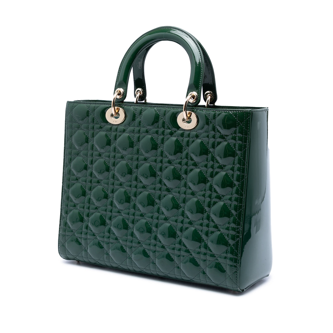 Dior Large Cuir verni Cannage Lady Dior