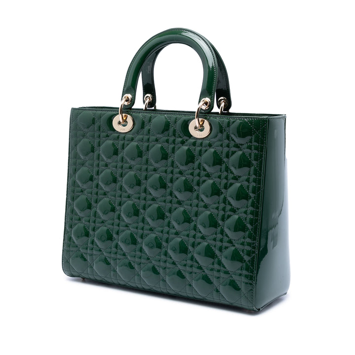 Dior Large Cuir verni Cannage Lady Dior