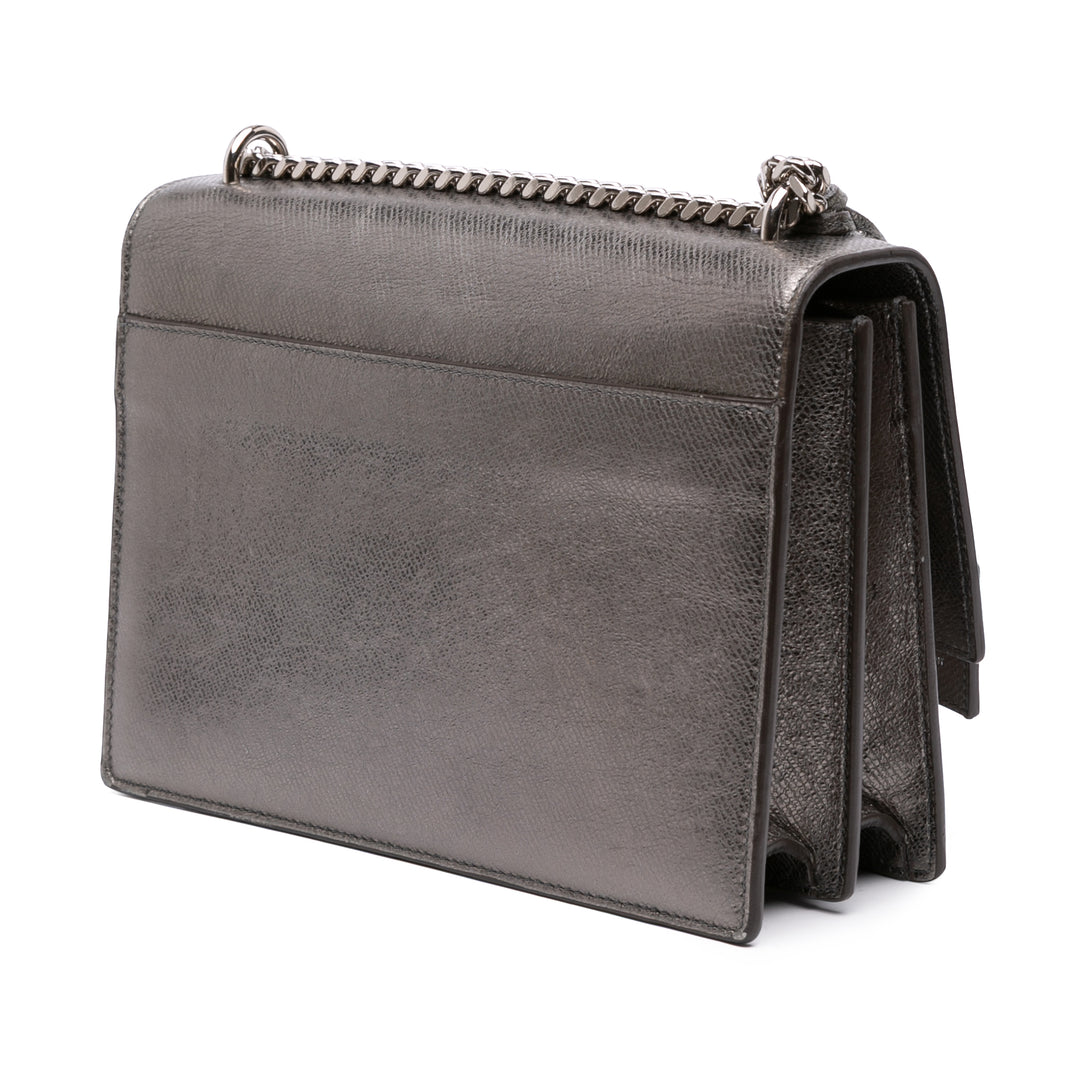 Saint Laurent Medium Métallisé Cuir Monogram Sunset Sac porté croisé Argenté