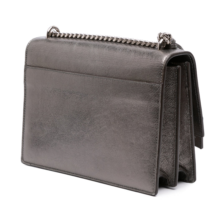 Saint Laurent Medium Métallisé Cuir Monogram Sunset Sac porté croisé Argenté