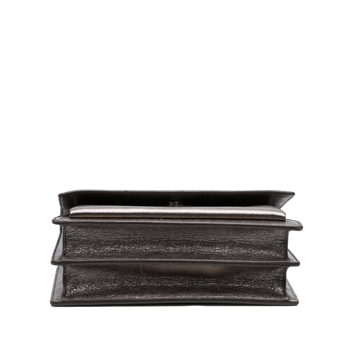 Saint Laurent Medium Métallisé Cuir Monogram Sunset Sac porté croisé Argenté