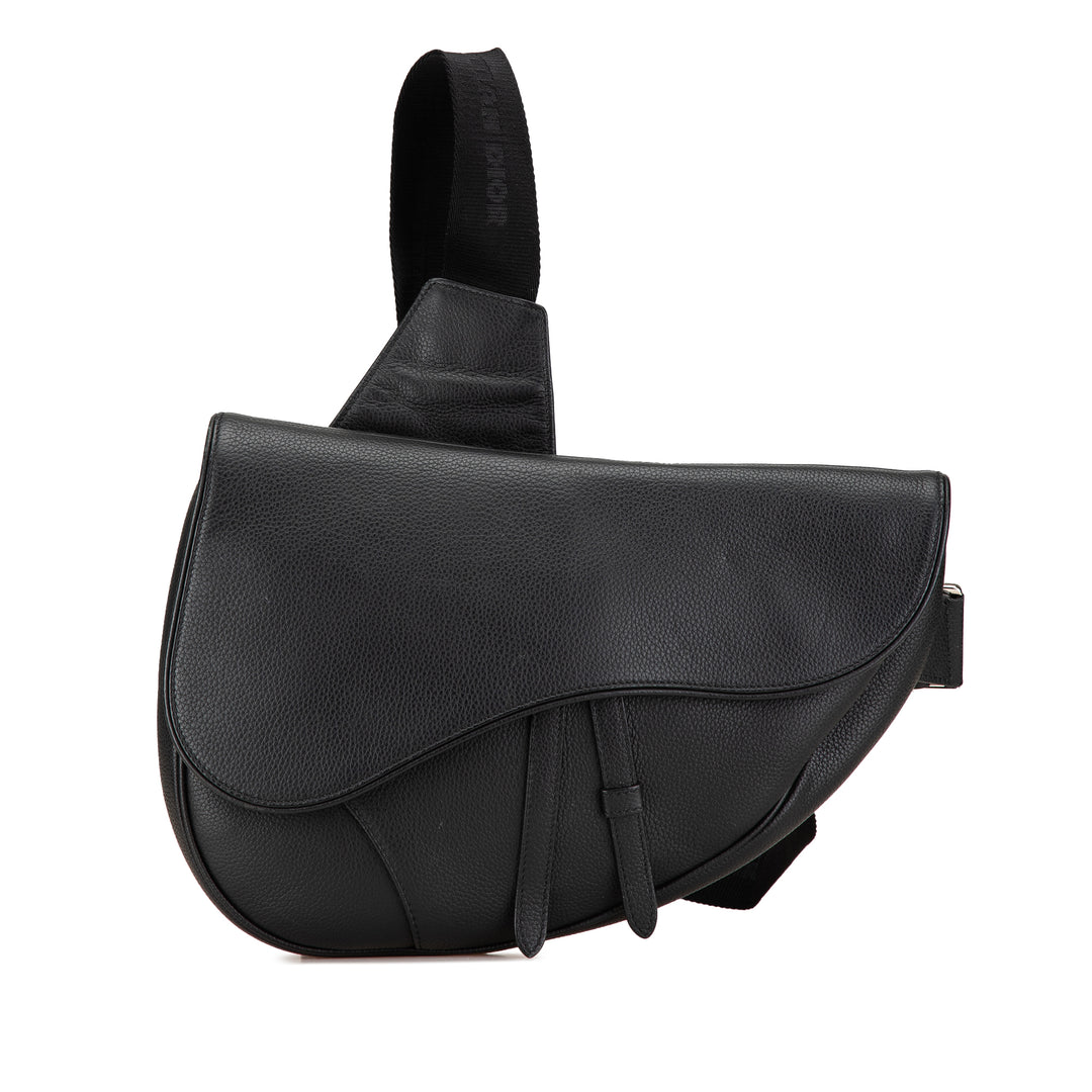 Kim Jones Grained Calfskin Saddle Bag Black - Gaby Paris