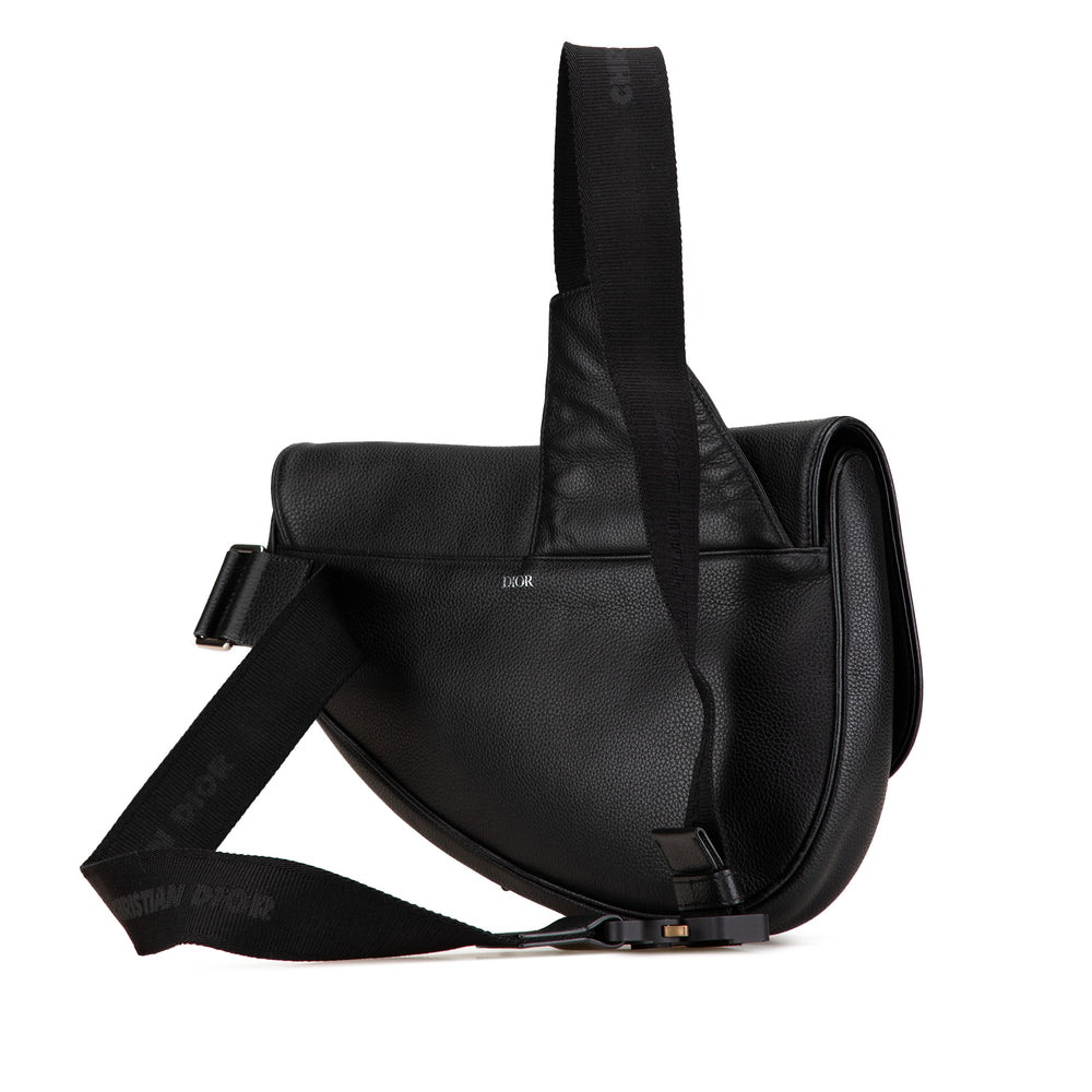 Kim Jones Grained Calfskin Saddle Bag Black - Gaby Paris