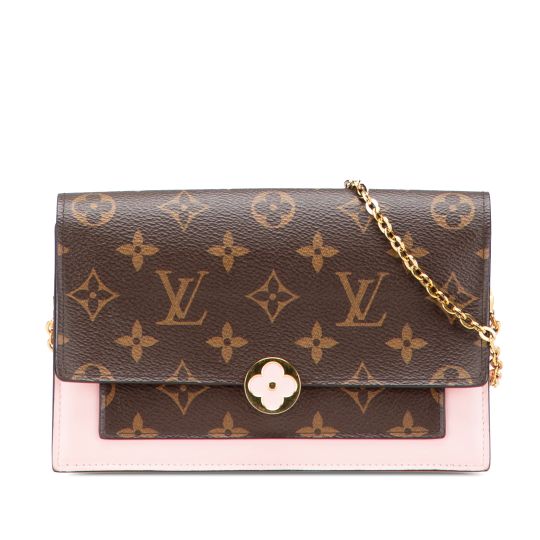 Flore Wallet on Chain Monogram Marron