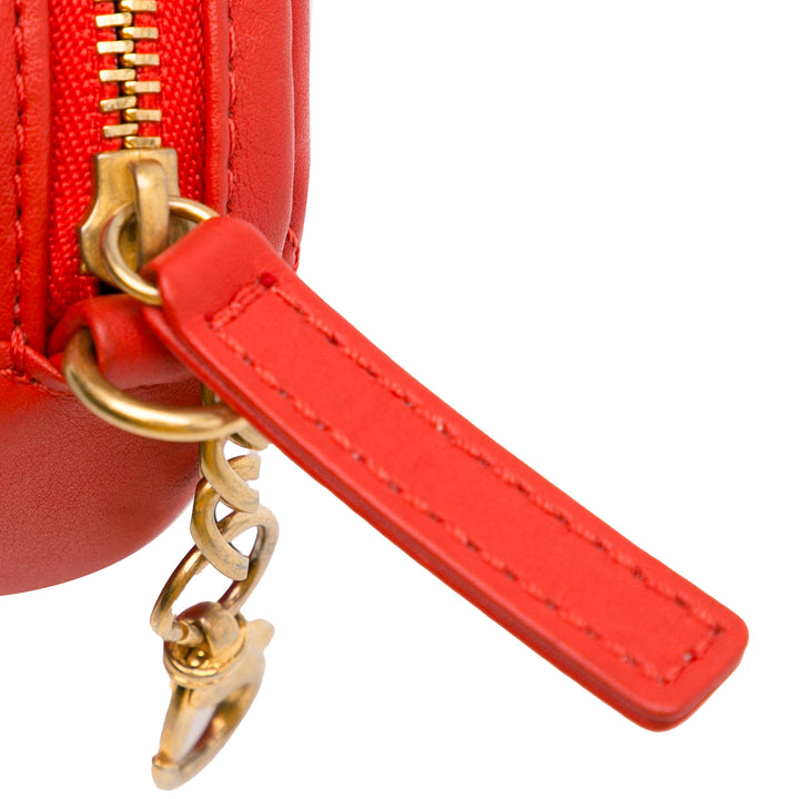 CC Quilted Calfskin Flap Belt Bag and Coin Purse Red - Gaby Paris