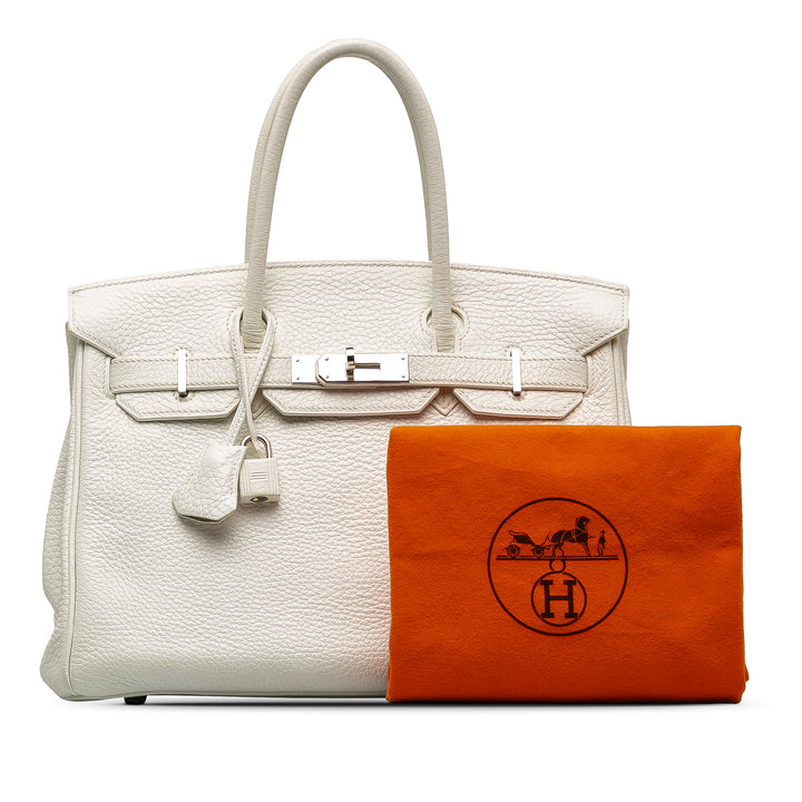 Hermès Clemence Birkin 30 White - GABY PARIS