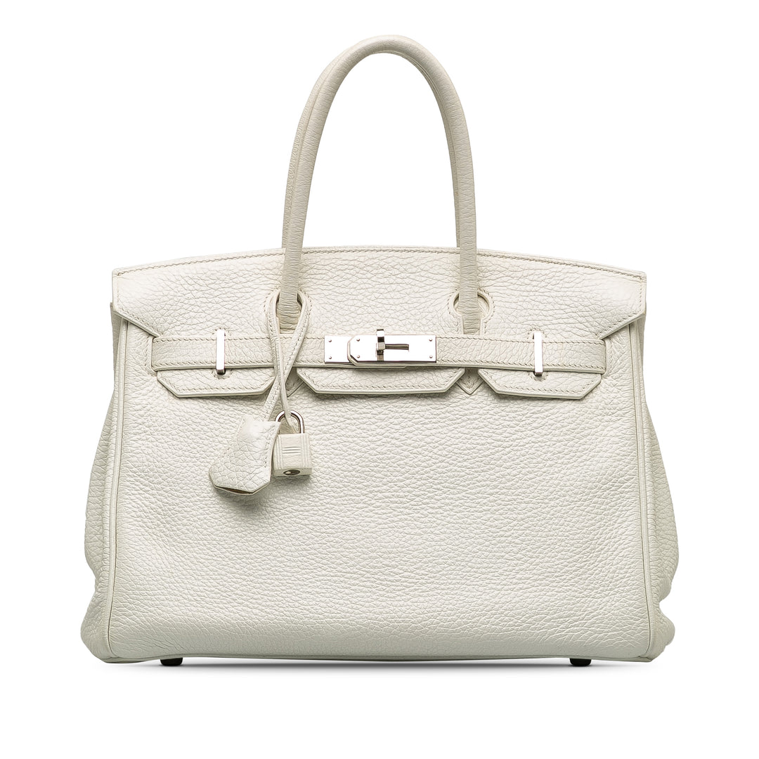 Hermès Clemence Birkin 30 White - GABY PARIS