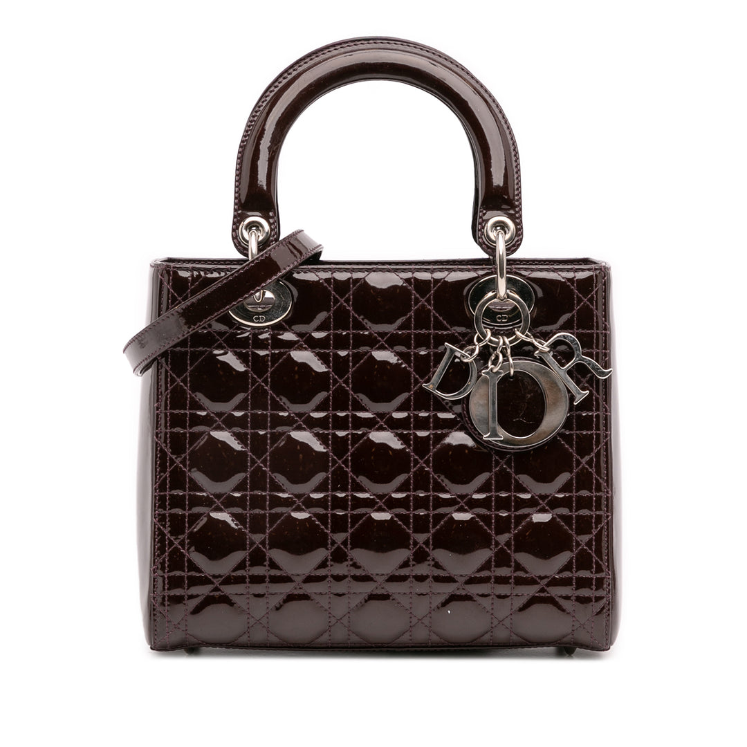 Dior Medium Cuir verni Cannage Lady Dior Rouge – GABY PARIS Authentique