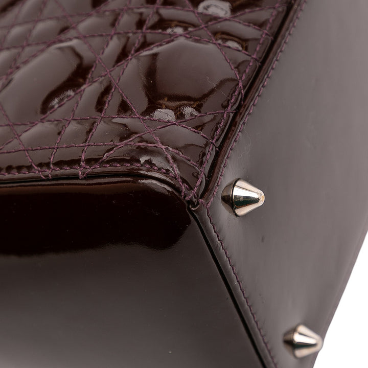 Dior Medium Cuir verni Cannage Lady Dior Rouge – GABY PARIS Authentique
