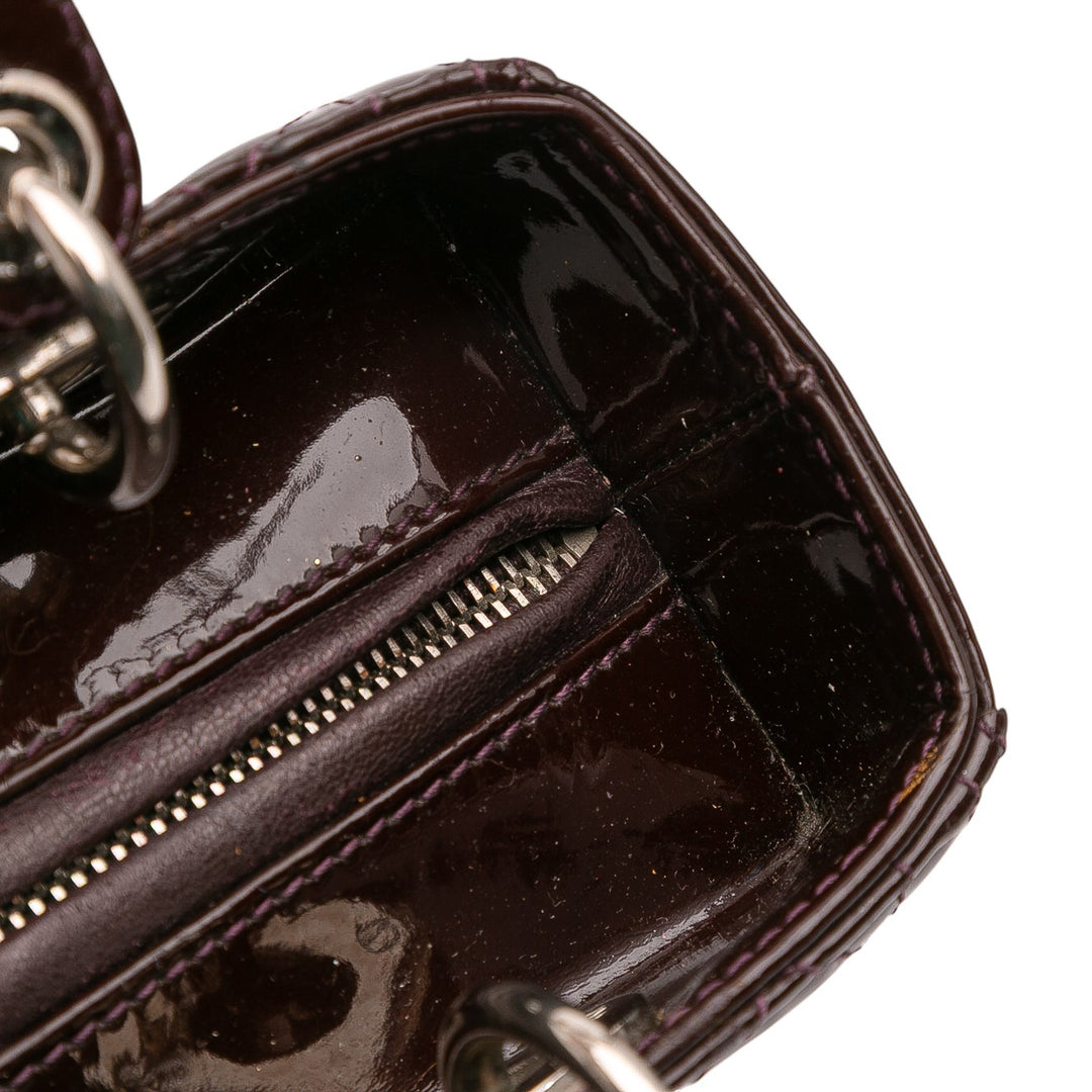 Dior Medium Cuir verni Cannage Lady Dior Rouge – GABY PARIS Authentique