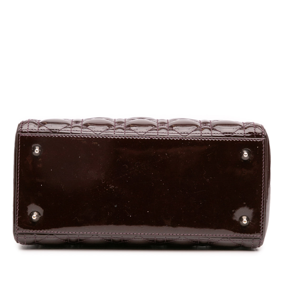 Dior Medium Cuir verni Cannage Lady Dior Rouge – GABY PARIS Authentique