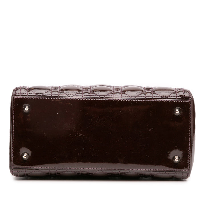Dior Medium Cuir verni Cannage Lady Dior Rouge – GABY PARIS Authentique