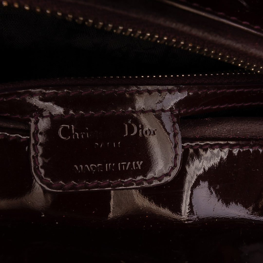 Dior Medium Cuir verni Cannage Lady Dior Rouge – GABY PARIS Authentique