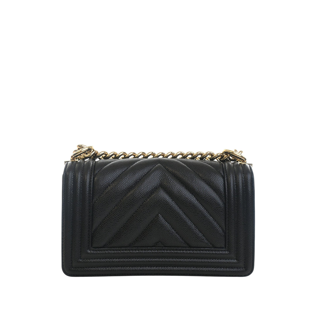 Chanel Small Chevron Caviar Boy à rabat