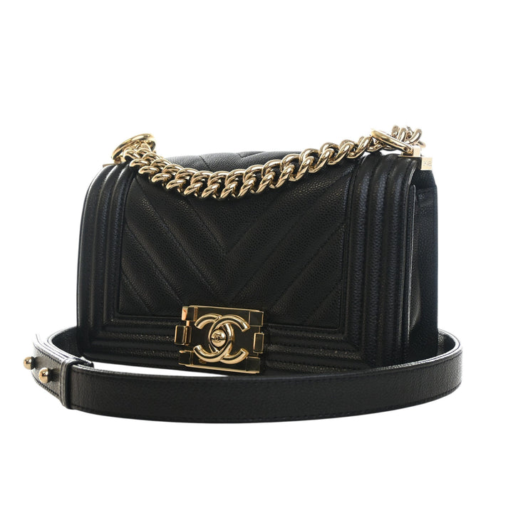 Chanel Small Chevron Caviar Boy à rabat