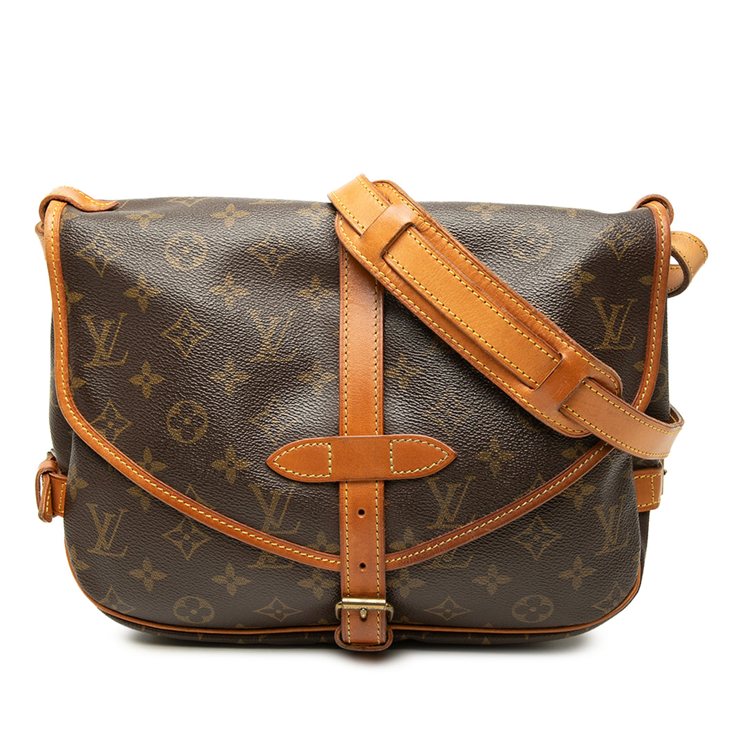 Louis Vuitton Sac bandoulière Saumur 25 Monogram Marron – vue principale – GABY PARIS