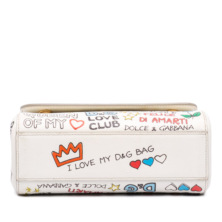 Dolce & Gabbana Small Dauphine Graffiti Printed Cuir Miss Sicily Sac Multi