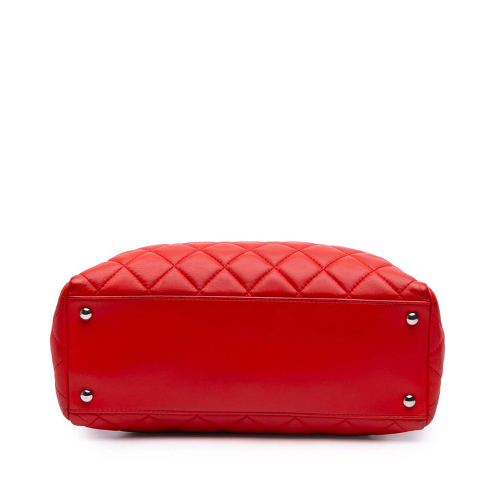 Quilted Lambskin 7 Tote Red - Gaby Paris