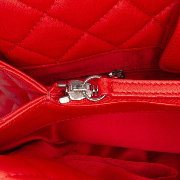 Quilted Lambskin 7 Tote Red - Gaby Paris