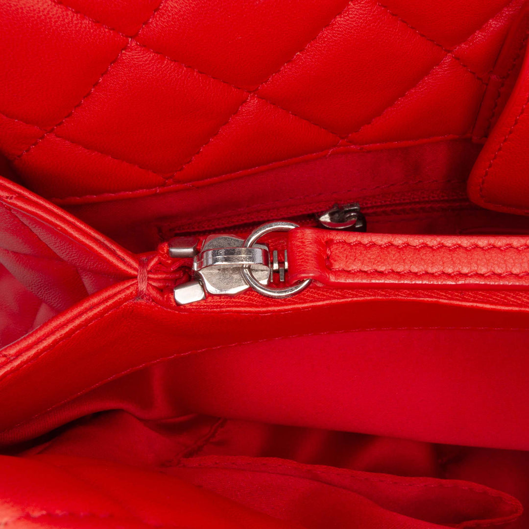 Quilted Lambskin 7 Tote Red - Gaby Paris