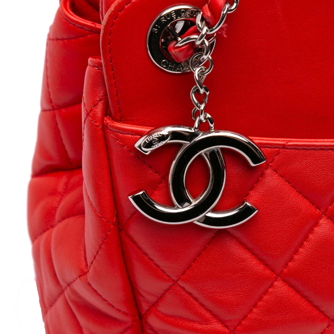 Quilted Lambskin 7 Tote Red - Gaby Paris