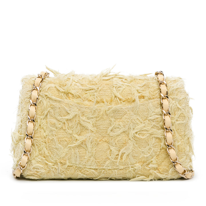 Chanel Mini Rectangular Classic Tweed Fringed Single Flap Yellow - GABY PARIS