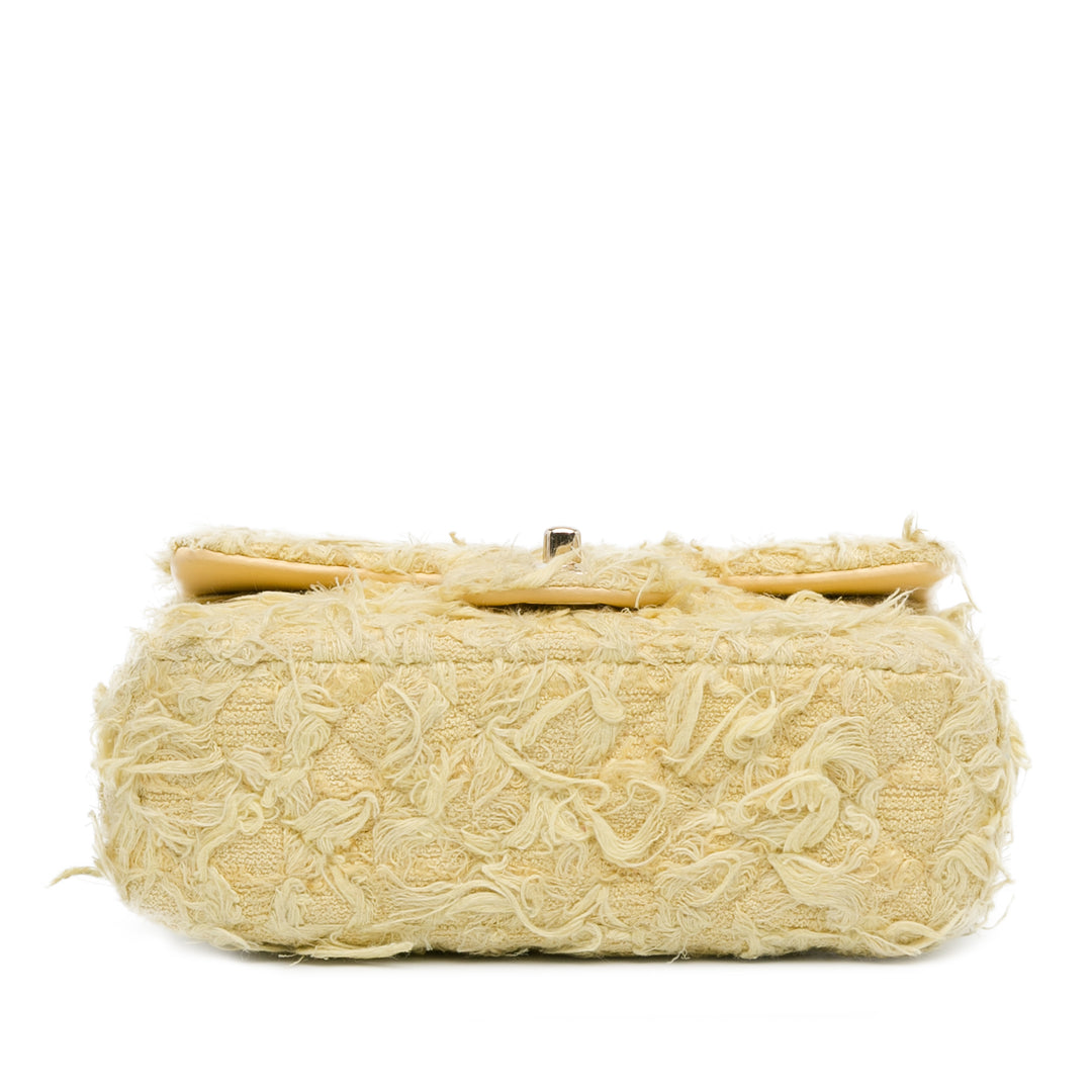 Chanel Mini Rectangular Classic Tweed Fringed Single Flap Yellow - GABY PARIS