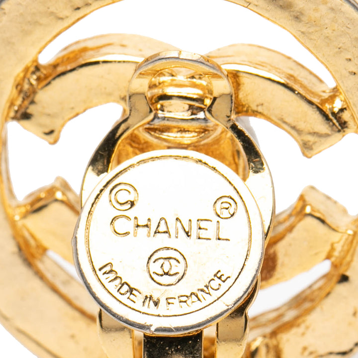 Chanel CC plaqué Strass Rond À clip Boucles d'oreilles Métal