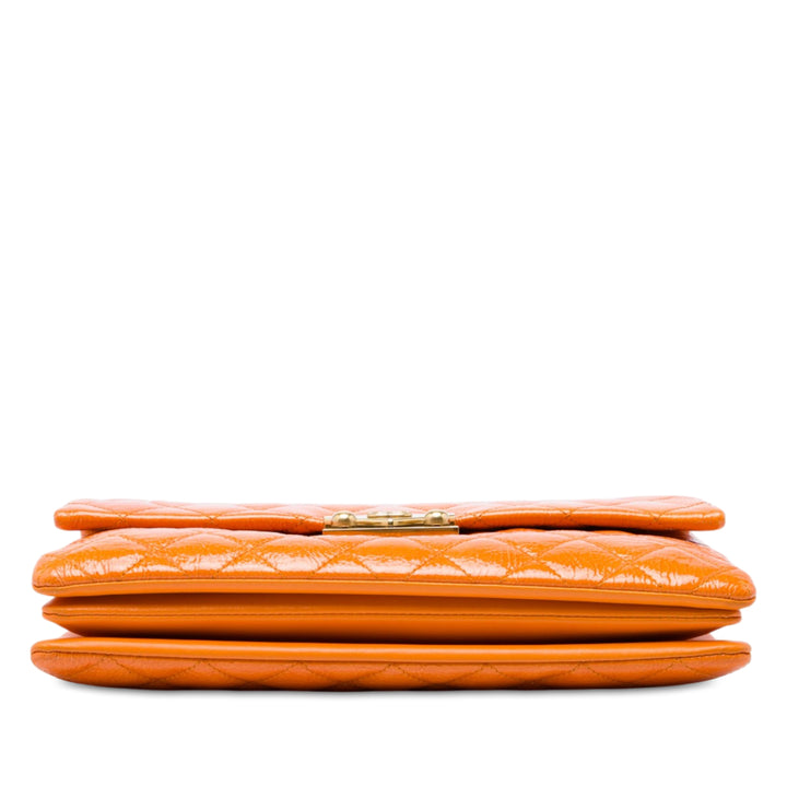 Matelassé froissé Pagoda Accordion à rabat Moyen Orange