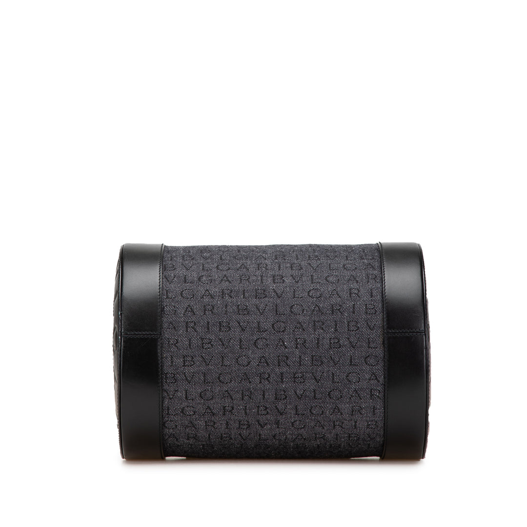 Logomania Denim Cylinder Handbag Black - Gaby Paris