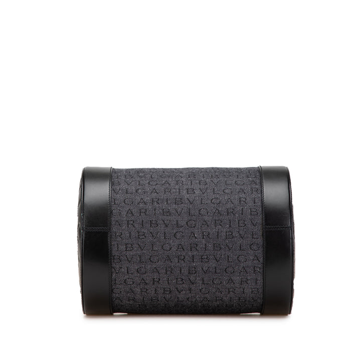 Logomania Denim Cylinder Handbag Black - Gaby Paris