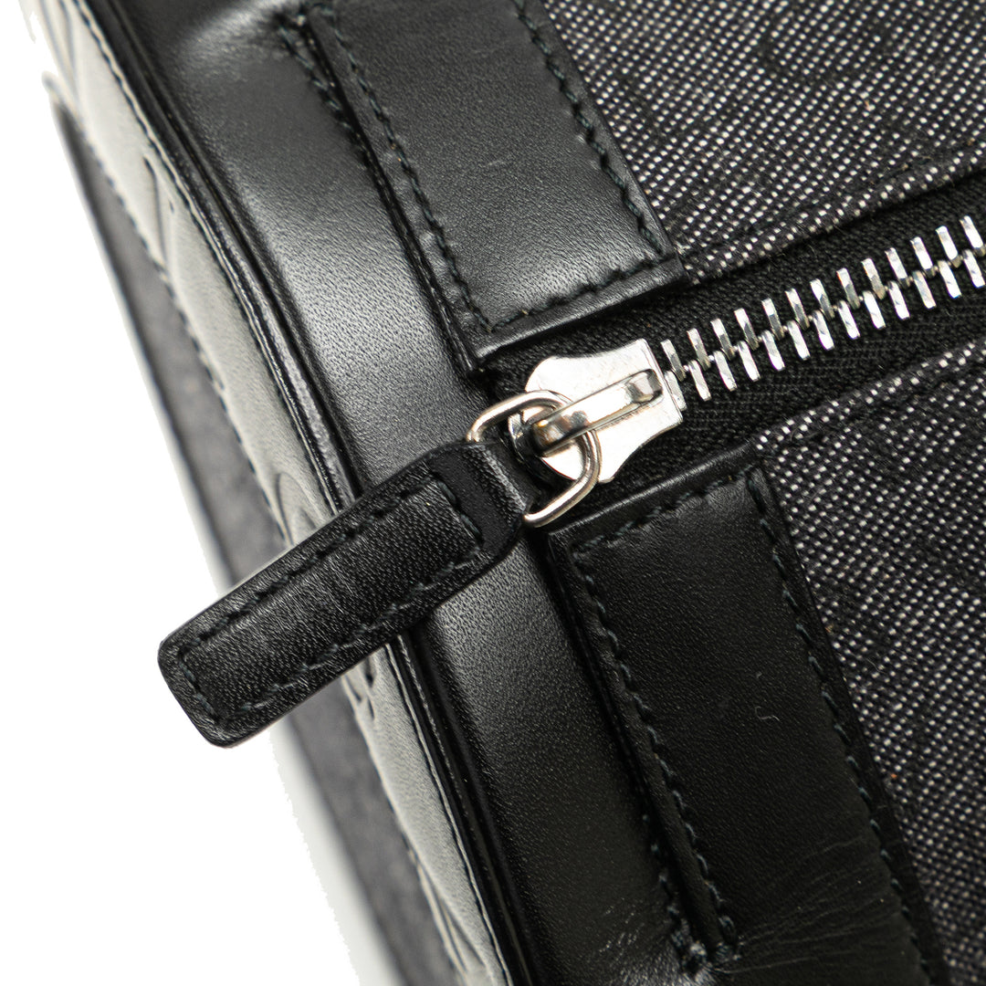 Logomania Denim Cylinder Handbag Black - Gaby Paris