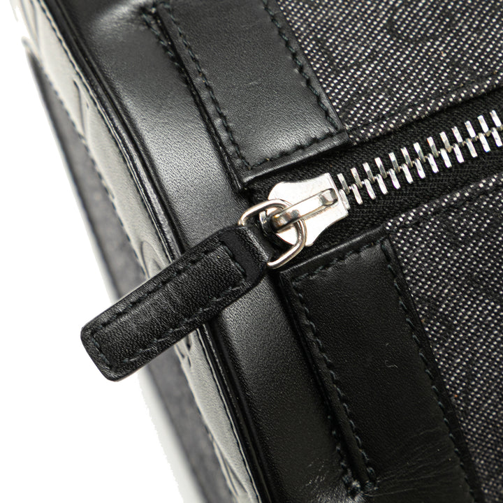 Logomania Denim Cylinder Handbag Black - Gaby Paris