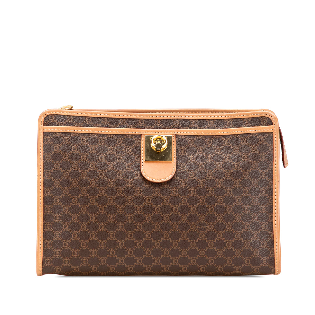 Macadam Coated Canvas Clutch Brown - Gaby Paris