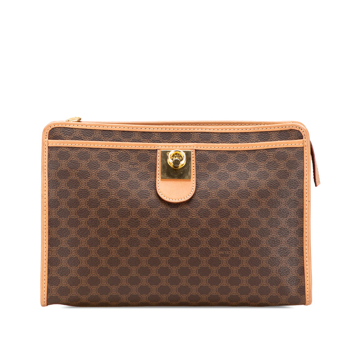 Macadam Coated Canvas Clutch Brown - Gaby Paris