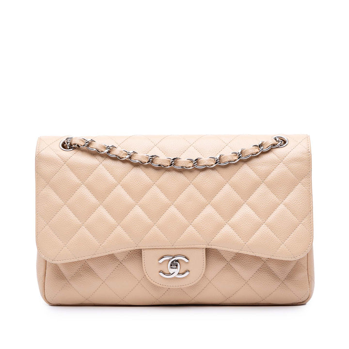 Jumbo Classic Caviar Double Flap Brown - Gaby Paris
