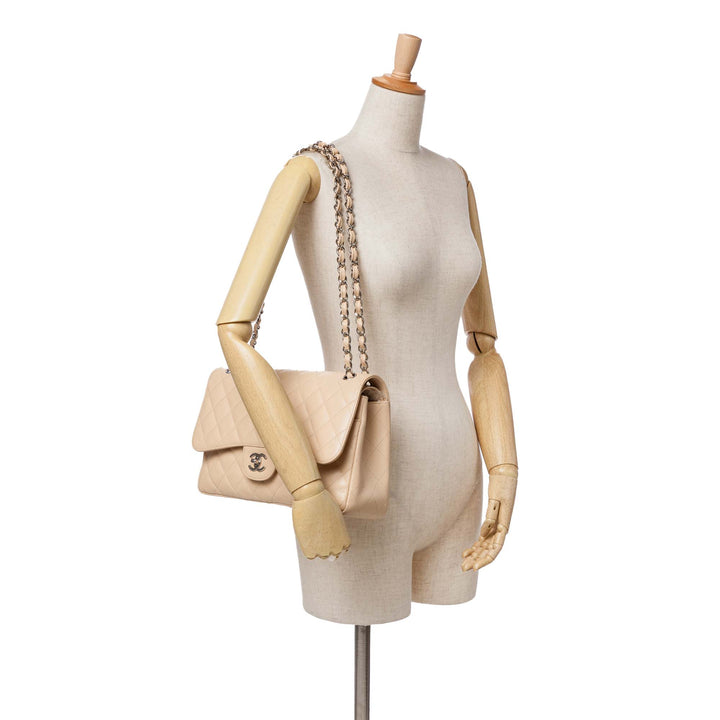 Jumbo Classic Caviar Double Flap Brown - Gaby Paris