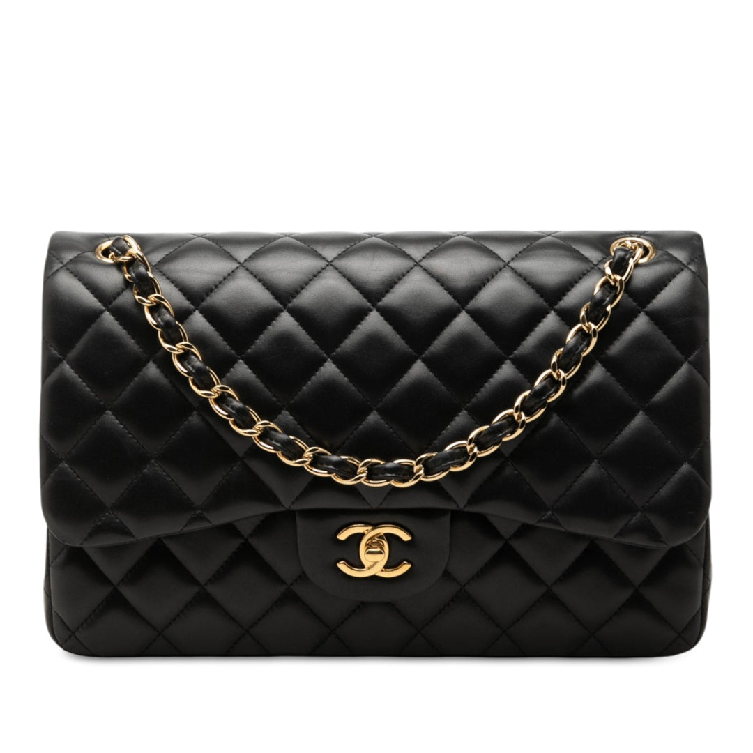 Classic Double rabat Jumbo Cuir d'agneau Noir