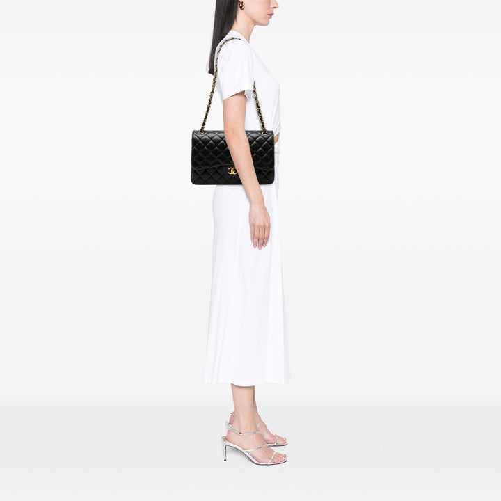 Classic Double rabat Jumbo Cuir d'agneau Noir